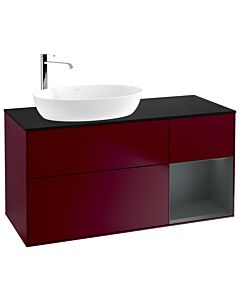 Villeroy und Boch Finion Villeroy und Boch G932HGHB 120cm, plaque de recouvrement noire mate, Emotion, étagères laqué mat Midnight, Peony Matt