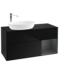 Villeroy und Boch Finion Waschtischunterschrank G932HGPH 120cm, Abdeckplatte black matt, Emotion, Regale Midnight matt lacquer, Glossy Black Lacquer