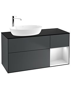 Villeroy und Boch Finion Waschtischunterschrank G932MTHG 120cm, Abdeckplatte black matt, Emotion, Regale White matt lacquer, Midnight Blue Matt Lacquer