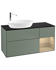 Villeroy und Boch Finion Villeroy und Boch G932PCGM 120cm, plaque de finition noir mat, émotion, étagères Oak Veneer , Olive Matt Lacquer