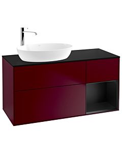 Villeroy und Boch Finion Villeroy und Boch G932PDHB 120cm, plaque de finition noir mat, Emotion, étagères laqué noir mat, Peony Matt