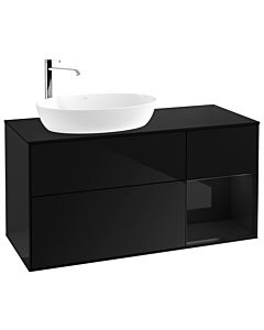 Villeroy und Boch Finion Villeroy und Boch G932PHPH 120cm, plaque de recouvrement noire mate, Emotion, étagères Glossy Black Lacquer noir brillant, Glossy Black Lacquer