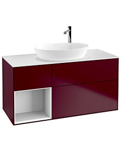 Villeroy und Boch Finion Villeroy und Boch G941GFHB 120cm, plaque de finition blanc mat, Emotion, étagères Laque blanc brillant, Peony Matt