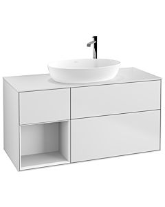 Villeroy und Boch Finion Villeroy und Boch G941GFMT 120cm, plaque de recouvrement blanc mat, Emotion, étagères Laque blanche brillante, laque blanche mate