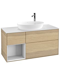 Villeroy und Boch Finion Waschtischunterschrank G941GFPC 120cm, Abdeckplatte white matt, Emotion, Regale Glossy white lacquer, Oak Veneer
