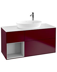 Villeroy und Boch Finion Villeroy und Boch G941GJHB 120cm, plaque de recouvrement blanc mat, Emotion, étagères laqué gris clair mat, Peony Matt