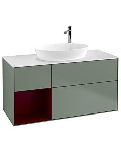 Villeroy und Boch Finion Waschtischunterschrank G941HBGM 120cm, Abdeckplatte white matt, Emotion, Regale Peony matt lacquer, Olive Matt Lacquer