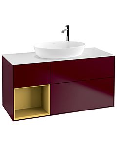 Villeroy und Boch Finion Waschtischunterschrank G941HFHB 120cm, Abdeckplatte white matt, Emotion, Regale Gold matt lacquer, Peony Matt