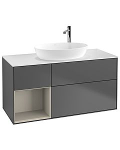 Villeroy und Boch Finion Villeroy und Boch Finion G941HHGK 120cm, cover plate white matt, Emotion, shelves sand matt lacquer, anthracite matt