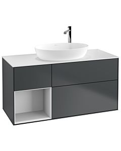 Villeroy und Boch Finion Waschtischunterschrank G941MTHG 120cm, Abdeckplatte white matt, Emotion, Regale White matt lacquer, Midnight Blue Matt Lacquer