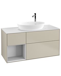 Villeroy und Boch Finion Waschtischunterschrank G941MTHH 120cm, Abdeckplatte white matt, Emotion, Regale White matt lacquer, Sand Matt Lacquer