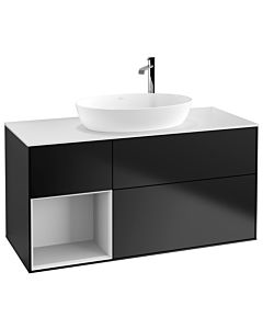 Villeroy und Boch Finion Villeroy und Boch Finion G941MTPD 120cm, cover plate white matt, Emotion, shelves white matt lacquer, black matt lacquer