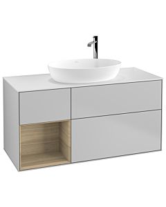 Villeroy und Boch Finion Waschtischunterschrank G941PCGJ 120cm, Abdeckplatte white matt, Emotion, Regale Oak Veneer, Light grey matt