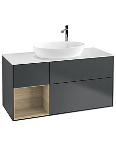 Villeroy und Boch Finion Waschtischunterschrank G941PCHG 120cm, Abdeckplatte white matt, Emotion, Regale Oak Veneer, Midnight Blue Matt Lacquer