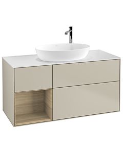 Villeroy und Boch Finion Waschtischunterschrank G941PCHH 120cm, Abdeckplatte white matt, Emotion, Regale Oak Veneer, Sand Matt Lacquer