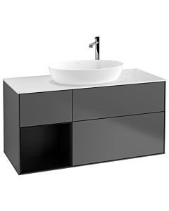 Villeroy und Boch Finion Villeroy und Boch Finion G941PDGK 120cm, cover plate white matt, Emotion, shelves black matt lacquer, anthracite matt