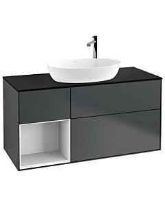 Villeroy und Boch Finion Villeroy und Boch Finion G942GFHG 120cm, cover plate black matt, Emotion, shelves Glossy white lacquer, Midnight Blue Matt Lacquer