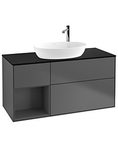 Villeroy und Boch Finion Villeroy und Boch Finion G942GKGK 120cm, cover plate black matt, Emotion, shelves anthracite matt lacquer, anthracite matt