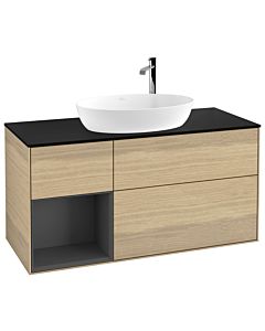 Villeroy und Boch Finion Villeroy und Boch G942GKPC 120cm, plaque de recouvrement noire mate, Emotion, étagères Oak Veneer anthracite mat, Oak Veneer