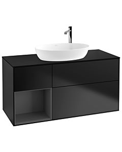Villeroy und Boch Finion Villeroy und Boch Finion G942GKPD 120cm, cover plate black matt, Emotion, shelves anthracite matt lacquer, black matt lacquer