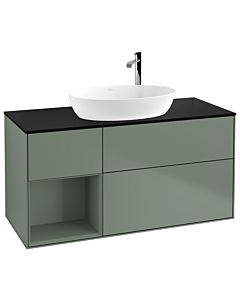 Villeroy und Boch Finion Villeroy und Boch Finion G942GMGM 120cm, cover plate black matt, Emotion, shelves olive matt lacquer, Olive Matt Lacquer