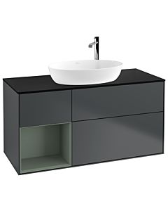 Villeroy und Boch Finion Villeroy und Boch Finion G942GMHG 120cm, cover plate black matt, Emotion, shelves olive matt lacquer, midnight Blue Matt Lacquer