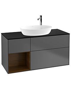 Villeroy und Boch Finion Villeroy und Boch Finion G942GNGK 120cm, cover plate black matt, Emotion, shelves Walnut Veneer , anthracite matt