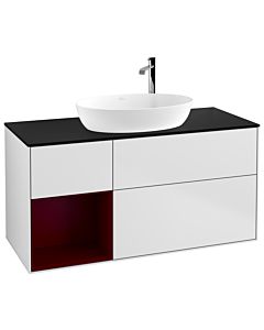 Villeroy und Boch Finion Villeroy und Boch Finion G942HBMT 120cm, cover plate black matt, Emotion, shelves Peony matt lacquer, white matt lacquer