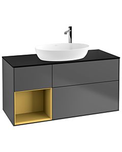 Villeroy und Boch Finion Villeroy und Boch Finion G942HFGK 120cm, cover plate black matt, Emotion, shelves gold matt lacquer, anthracite matt