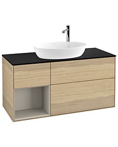 Villeroy und Boch Finion Waschtischunterschrank G942HHPC 120cm, Abdeckplatte black matt, Emotion, Regale sand matt lacquer, Oak Veneer