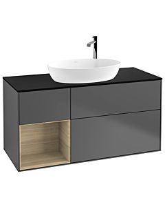 Villeroy und Boch Finion Villeroy und Boch Finion G942PCGK 120cm, cover plate black matt, Emotion, shelves Oak Veneer , anthracite matt