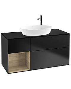 Villeroy und Boch Finion Villeroy und Boch Finion G942PCPD 120cm, cover plate black matt, Emotion, shelves Oak Veneer , black matt lacquer