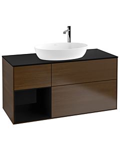 Villeroy und Boch Finion Villeroy und Boch Finion G942PHGN 120cm, cover plate black matt, Emotion, shelves Glossy black lacquer, walnut veneer