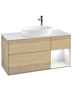 Villeroy und Boch Finion Villeroy und Boch Finion G951GFPC 120cm, cover plate white matt, Emotion, shelves Glossy white lacquer, Oak Veneer