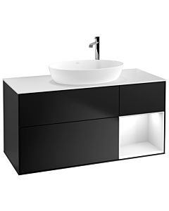 Villeroy und Boch Finion Villeroy und Boch Finion G951GFPD 120cm, cover plate white matt, Emotion, shelves Glossy white lacquer, Black matt lacquer