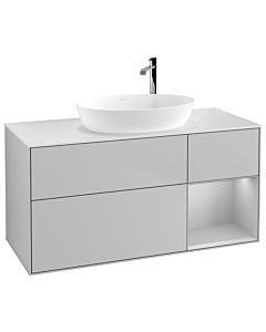 Villeroy und Boch Finion Waschtischunterschrank G951GJGJ 120cm, Abdeckplatte white matt, Emotion, Regale Light grey matt lacquer, Light grey matt
