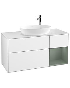 Villeroy und Boch Finion Villeroy und Boch Finion G951GMGF 120cm, cover plate white matt, Emotion, shelves olive matt lacquer, glossy white lacquer