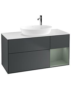 Villeroy und Boch Finion Waschtischunterschrank G951GMHG 120cm, Abdeckplatte white matt, Emotion, Regale Olive matt lacquer, Midnight Blue Matt Lacquer