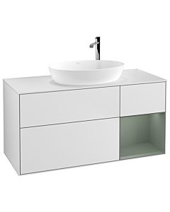 Villeroy und Boch Finion Villeroy und Boch Finion G951GMMT 120cm, cover plate white matt, Emotion, shelves olive matt lacquer, white matt lacquer