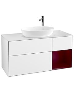Villeroy und Boch Finion Waschtischunterschrank G951HBGF 120cm, Abdeckplatte white matt, Emotion, Regale Peony matt lacquer, Glossy white lacquer