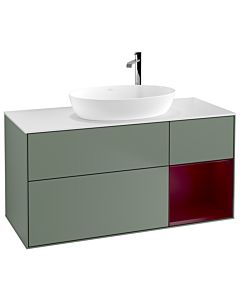 Villeroy und Boch Finion Waschtischunterschrank G951HBGM 120cm, Abdeckplatte white matt, Emotion, Regale Peony matt lacquer, Olive Matt Lacquer