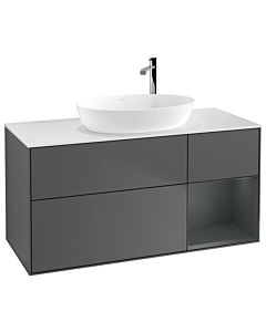 Villeroy und Boch Finion Waschtischunterschrank G951HGGK 120cm, Abdeckplatte white matt, Emotion, Regale Midnight matt lacquer, Anthracite matt