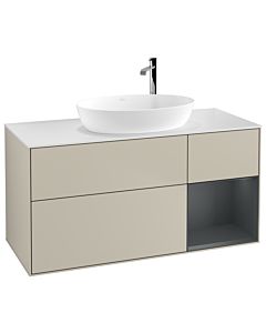 Villeroy und Boch Finion Waschtischunterschrank G951HGHH 120cm, Abdeckplatte white matt, Emotion, Regale Midnight matt lacquer, Sand Matt Lacquer
