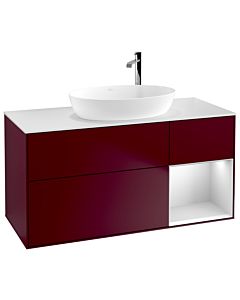 Villeroy und Boch Finion Villeroy und Boch G951MTHB 120cm, plaque de finition blanc mat, Emotion, étagères laqué blanc mat, Peony Matt