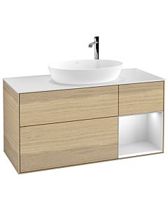 Villeroy und Boch Finion Waschtischunterschrank G951MTPC 120cm, Abdeckplatte white matt, Emotion, Regale White matt lacquer, Oak Veneer