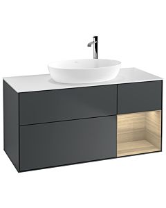 Villeroy und Boch Finion Waschtischunterschrank G951PCHG 120cm, Abdeckplatte white matt, Emotion, Regale Oak Veneer, Midnight Blue Matt Lacquer