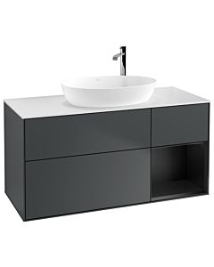 Villeroy und Boch Finion Waschtischunterschrank G951PDHG 120cm, Abdeckplatte white matt, Emotion, Regale Black matt lacquer, Midnight Blue Matt Lacquer