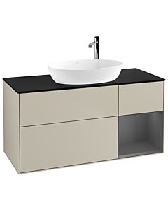 Villeroy und Boch Finion Villeroy und Boch G952GKHH 120cm, plaque de finition noir mat, Emotion, étagères laqué mat anthracite, Sand Matt Lacquer