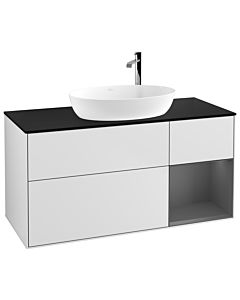 Villeroy und Boch Finion Waschtischunterschrank G952GKMT 120cm, Abdeckplatte black matt, Emotion, Regale Anthracite matt lacquer, White matt lacquer