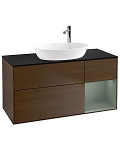 Villeroy und Boch Finion Villeroy und Boch Finion G952GMGN 120cm, cover plate black matt, Emotion, shelves olive matt lacquer, walnut veneer